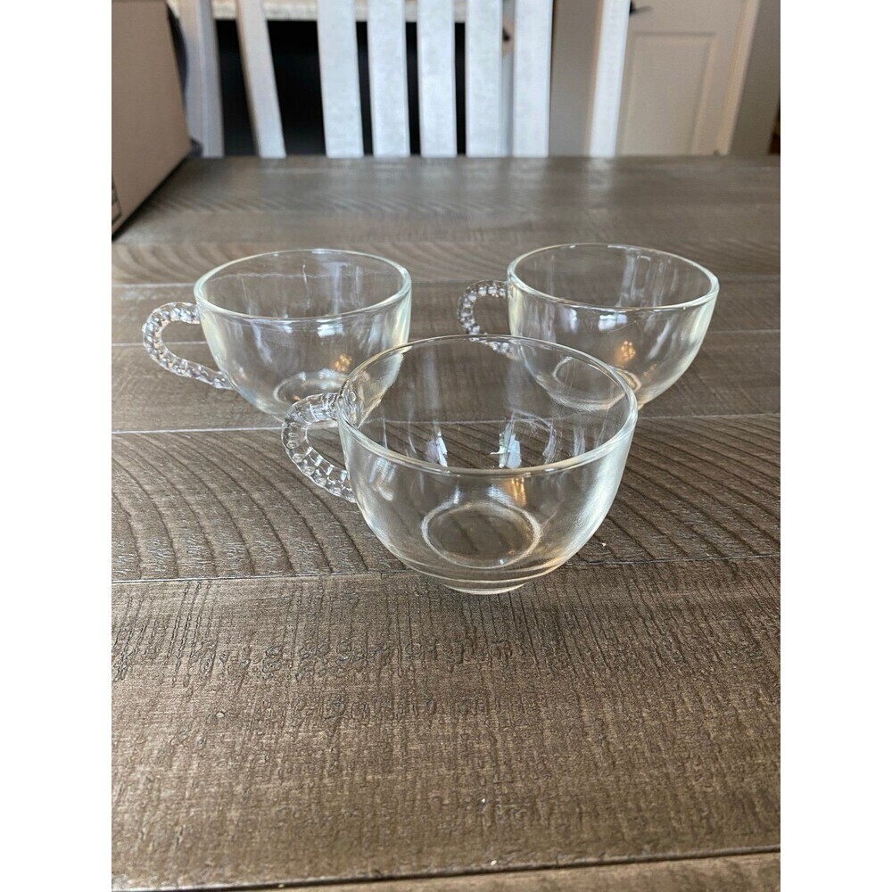 Glass punch cups with rope handles set of 3